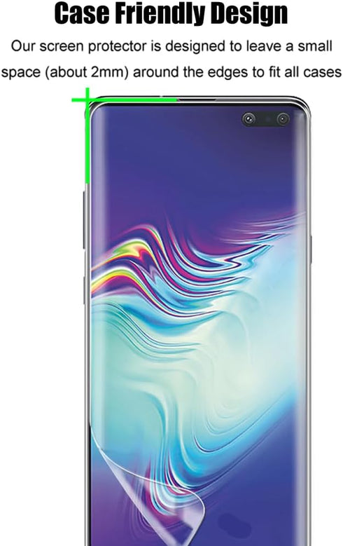 (2+2) For Samsung Galaxy S10 Plus (2 Pack) Screen Protector (Not Glass), Flexible Soft TPU Film and (2 Pack) Camera Lens Protector, Fingerprint Co...