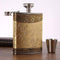Golden pattern 8 Oz Gift 100% Stainless Steel(304/18-8 SS).Bonus 2 Shot Glass+1Funnel+1Giftbox.Flask Leak Proof Tested.Flask for Liquor/Alcohol.Fl...