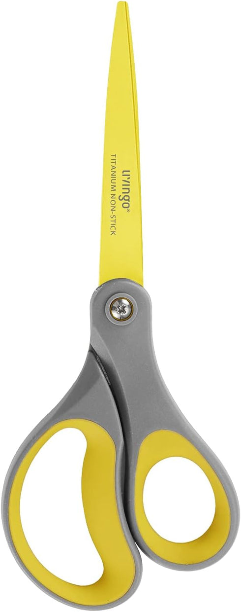 LIVINGO 8" 2 Pack Scissors, Titanium Coated Sharp Stainless Steel Non-stick Scissors All Purpose, Comfort Grip Handles Shears for Office Home Supp...