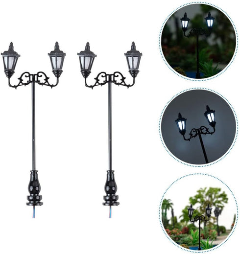 Yardwe Toys Toys 2pcs Miniature Street Light Model Pathway Lantern Post 1:87 Road Light Micro Landscape Ornament for Sand Table Miniature Scenes R...