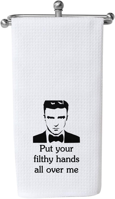 WCGXKO Put Your Filthy Hands All Over Me Inspired Decorative Flour Sack Dish Towel (Filthy Hands)...