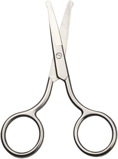4 Inch Professional Stainless Steel Rounded Tip Nose Eyebrow Ear Dog Pet Hair Trimming Safety Scissor Shears - Grooming Cutting Scissors for Men &...