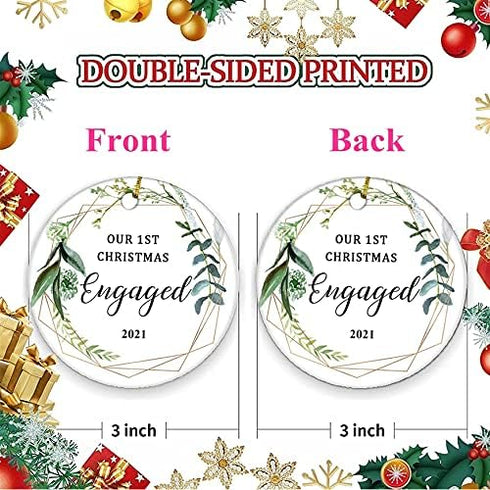 JUPPE Our First Christmas Engaged Ornament 2024 Mr & Mrs Fiancee Fiance Newly Engaged Decoration Romantic Couples Ideas Gifts (White-2)...