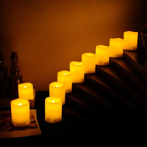 Flameless Candles, Realistic Flickering Votive Candle Tea Light Battery Operated, 200 Hours of Nonstop Working with Remote and 4/8 Hours Timer, Pa...