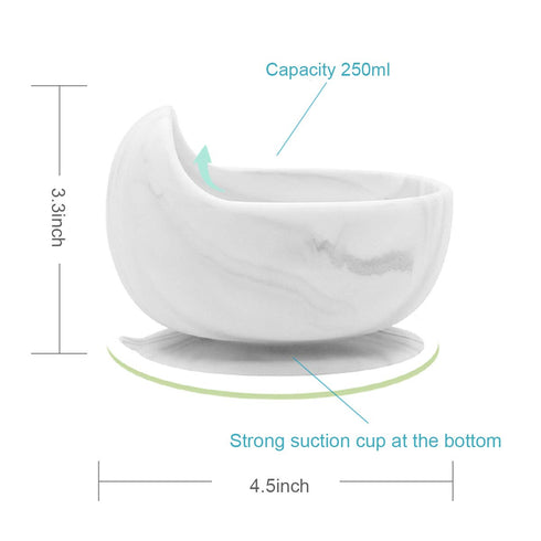 Jakuva Silicone Baby Bowls with Spoon, 2PCS Baby Feeding Set Suction Bowls for Kids Toddlers -BPA Free-Baby Dishes Utensils (Gray & White Marble)...