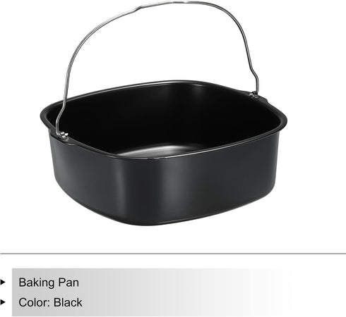 MECCANIXITY Baking Pan Universal Air Fryer Accessory Nonstick Coating 9"x8"x3" Stainless Steel for Pressure Cookers, Air Fryers Ovens Black...