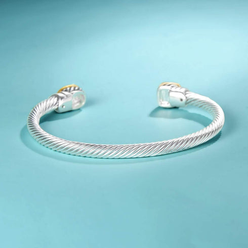 UNY Jewel Bracelet Designer Brand Inspired Women Jewelry 4.5mm Thin Twisted Cable Wire Bangle Gem Stone Christmas Day Gift...