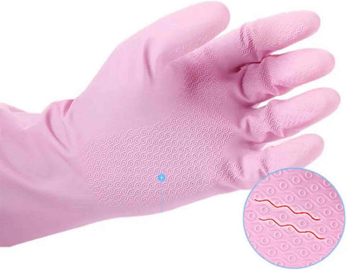KINGFINGER Household Cleaning Gloves, 3 Pairs Reusable Rubber Gloves Cleaning, Latex Free Dishwashing Gloves, Flocked Cotton Liner, Water Resistan...