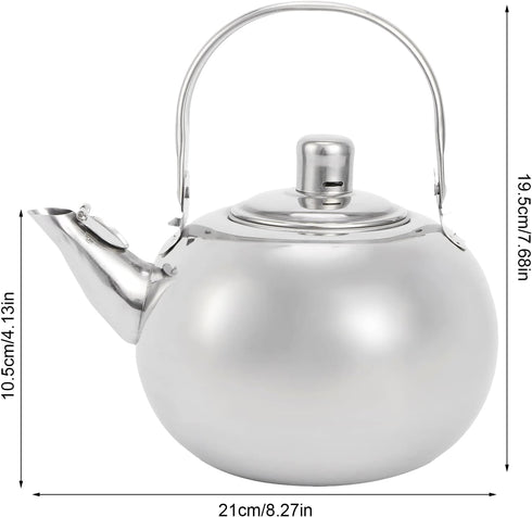 Teapot, 304 Stainless Steel Water Kettle Stove Top Tea Pot Flat Bottom Teakettle with Filter and Lid for Brewing Loose Leaf and Tea Bags, Compatib...
