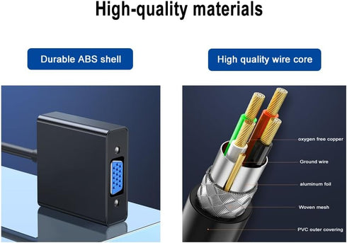 HDMI to VGA Adapter, HDMI to VGA Converter Gold-Plated Interface with Audio/Power Interface and Cable, Compatible with Computer, Laptop, Monitor, ...