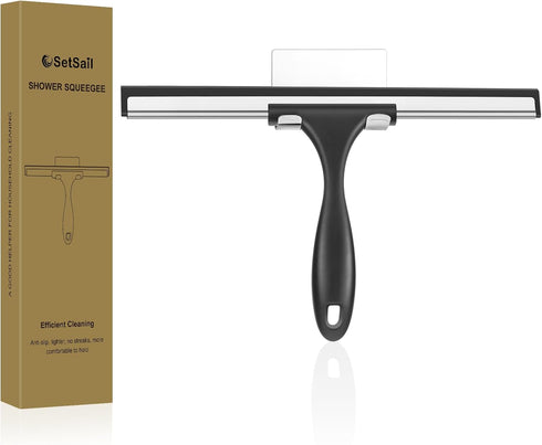 SetSail Shower Squeegee for Glass Doors Stainless Steel Squeegee for Shower Glass All-Purpose Window Squeegee for Tile Shower Walls, Bathroom, Sin...