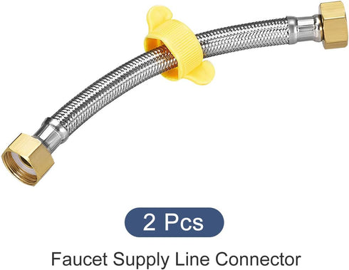 Faucet Supply Hose Connector (200mm/8") 2Pcs, 304 Stainless Steel G1/2 Female to G1/2 Female Water Supply Hose Brass Nut - for Kitchen Bathroom...