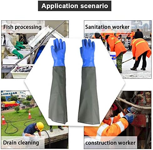 Drain cleaning gloves,Pond Gloves,Long Rubber gloves,Waterproof Gloves elbow length rubber gloves- 27 Inch Insulated Waterproof Gloves...