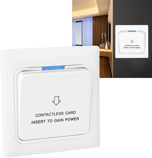 Power Card Sensor Hotel Power Card, Hotel Energy Saving Switch Light Switch Key Plate Extender 3.4x3.4in 100 Times Aging Tests Qualified White For...