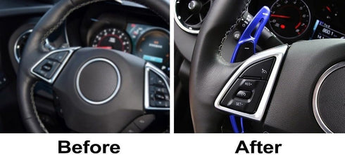 iJDMTOY Blue CNC Billet Aluminum Large Paddle Extensions Compatible with Chevy 2014-2019 C7 Corvette, 2016-up Gen6 Camaro...