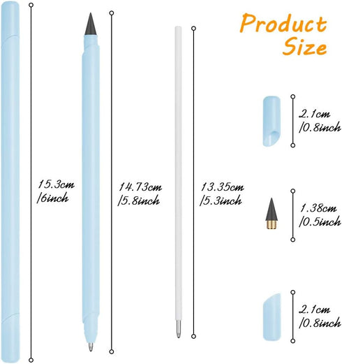 AUAUY 6PCS 2 in 1 Ballpoint Pens and Infinity Pencil, Inkless Pencil, No Sharpening Pencil, Reusable Everlasting Pencil with 6 Replaceable Nib and...