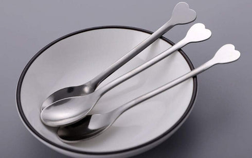 Mini Dessert Spoons Set of 10, Stainless Steel Demitasse Spoons Mini Espresso Coffee Spoons, Small Spoons for Dessert, Tea, Appetizer - Heart-shap...
