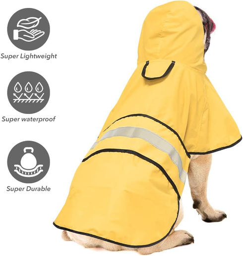 Reflective Dog Rain coats - Waterproof Adjustable Pet Raincoat Jacket, Lightweight Dog Apparel & accessories Raincoat for Small to X- Large Dogs(Y...
