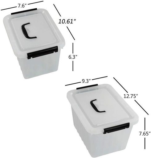 Obstnny 12 Quart&6 Quart Plastic Latching Box With Handles, Clear Storage Bins with Lid...