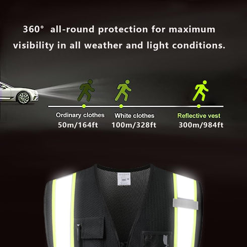 Reflective Safety Vest for Men Women with 5 Pockets and Zipper Front High Visibility Mesh Vest Hi Vis Construction Work Vest,Meets ANSI/ISEA Stand...