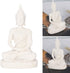 AUNMAS Buddha Meditation Statue, Small Sitting Sandstone Carving Harmonious Figurine for Home Office Desktop Decoration, White 4.3Inch...