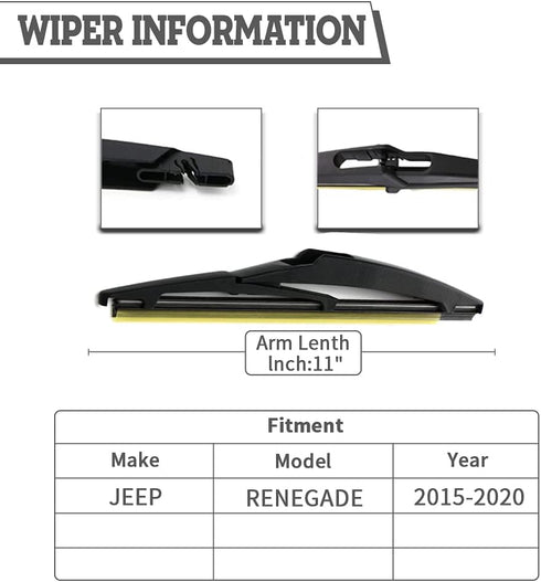 (Pack of 2) Rear Wiper Blade Set Replacement for Jeep Renegade 2015-2020, Back Windshield Window,Rear Wiper Accessories...