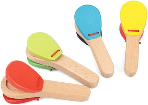 Toyvian Kids Wooden Toys Musical Wooden Castanet Clapper Finger Castanet Board Educational Early Learning Musical Percussion (Random Color) Handle...