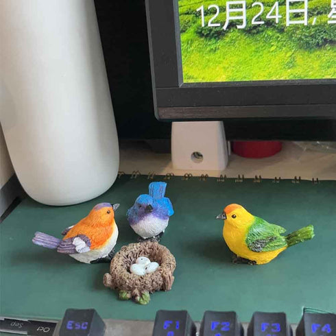 1 Set Mini Bird Decoration Micro Landscape Bird Moss Landscape Ornament Resin Bird's Nest Egg Fairy Animal Cute Model for Garden Micro Landscape H...