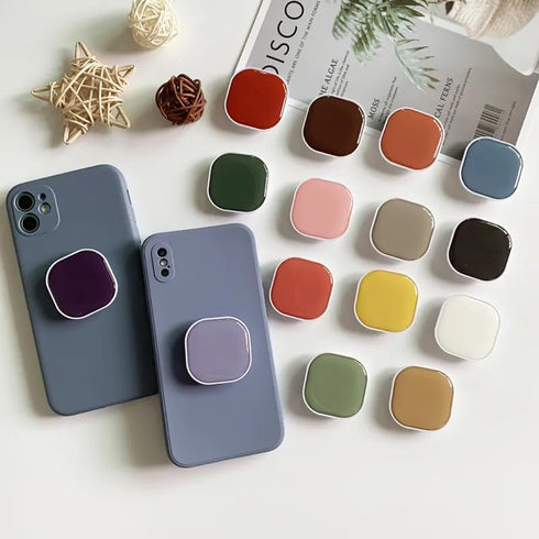 DALSTONE Cute Solid Color Square Shape Collapsible Expandable Multi Functional Mobile Phone Grip & Kicktand (sea blue)...