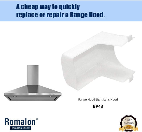 Romalon BP43 99110437 Light Lens Hood Replacement for 40000,41000,and 42000 Series Range Hood