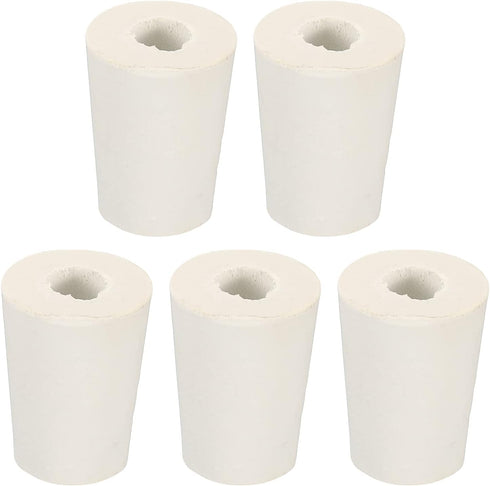 MECCANIXITY Rubber Tapered Plug 15mm to 20mm with Hole Test Tubes Bungs Stopper White for Lab Home 5 Pieces...