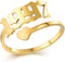 SKQIR Year Open Ring for Women,Initial Number Birth Year Ring Adjustable Promise Rings Engagement Wedding Band Gold/Silver Stainless Steel Ring fo...