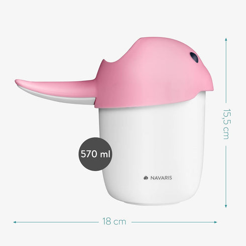 Navaris Baby Hair Rinser - Cute Animal Cup for Bath with 3 Different Pour Spouts - Rinse Shampoo and Keep Water Out of Baby's Face and Eyes - Pink...