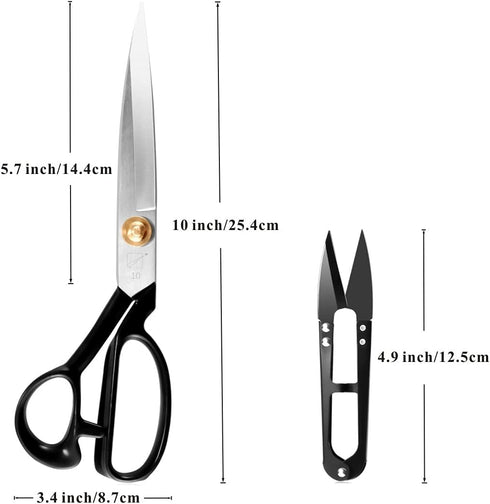 Sewing Scissors - Fabric Scissors 10 inch-Tailor's Dressmaking Shears Heavy Duty for Fabric, Leather Cutting, Sewing, Dressmaking, Tailoring, Alte...