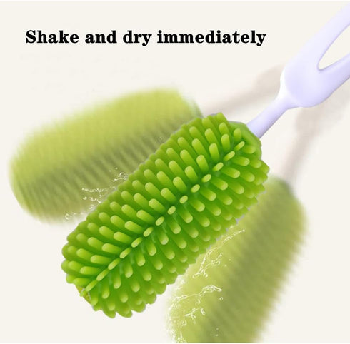 3 PCS Baby Bottle Cleaning Brush Durable Silicone Bottle Brush Silicone Bottles Cleaner Bottle Accessories-Bottle, Nipple and Straw Brushes for Wa...