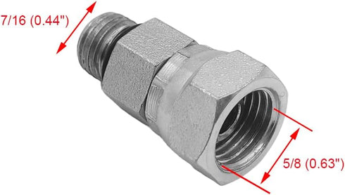 (2-PACK) 6900-04-06-O Hydraulic Hose Adapter Fitting 1/4" Male O-Ring Boss (7/16"-20UNF)×3/8" NPSM Female Pipe Swivel (3/8"-18NPSM) SAE Straight P...