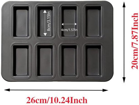 Mini Bread Pan Carbon Steel Cake Bread Mold Baking Pan Financier Baking Pan 8-Cavity for Oven Baking Mini Bars, Granola Bar Cornbread(Black)...