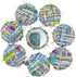 10pc Blue Tweed Fabric Covered Round Flat Back Buttons,DIY Crafts,Scrapbooking Decorations Buttons 26mm...