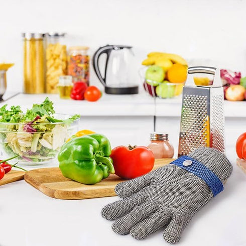1 Pack Level 9 Cut Resistant Gloves, Food Grade for Stainless Steel Mesh Metal Glove, Kitchen Cooking Gloves for Women and Men, for Butcher Meat C...