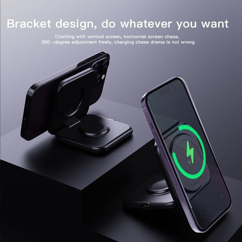 Foldable 3 in 1 Wireless Charger Compatible with MagSafe, Apple iPhone 15 14 13 12, Watch, AirPods, Lightweight Portable,Strong Magnetic Attractio...
