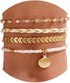 4Pcs Bohemian Puka Shell Anklets Beaded Bracelets for Woman,Gold Anklets Beach Foot Chain Charm Adjustable Bead Bracelets for Girls Foot Jewelry...