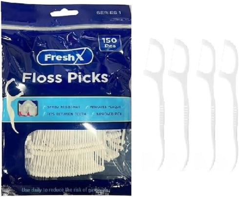 Floss Picks, Teeth, Unbreakable and Shred-Resistant Flossers for Adults 150 Count Each (Pack of 1), White...
