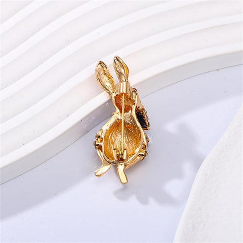 Rhinestone Bow Rabbit Brooch Pin for Women Girls Men Gold Plated Fashion Cute Crystal Bow Enamel Cartoon Bunny Gentleman Brooches Lapel Pins Lucky...