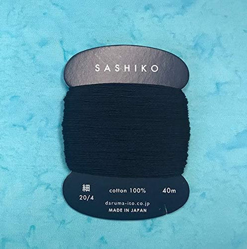 Daruma Sashiko Thread - Japanese Embroidery & Quilting - Thin Weight - 40m (Dark Indigo (Almost Black) # 216...