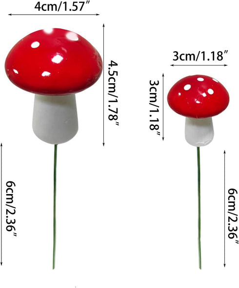 10Pcs Red Garden Stakes Mushroom Miniatures Indoor Outdoor Silhouette Fairy Garden Lawn Yard Decorations Lawn Inset Craft Decorative Garden Stakes...