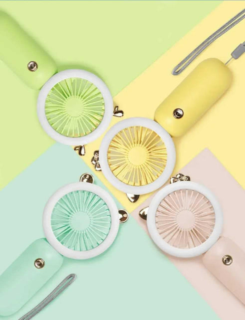 Handheld Mini Portable Rechargeable fan, 3 in-1 Mini Fan, With Bright LED Light, 3 Fan Speeds, USB Portable Charger, for Eyelashes, Outdoor Travel...