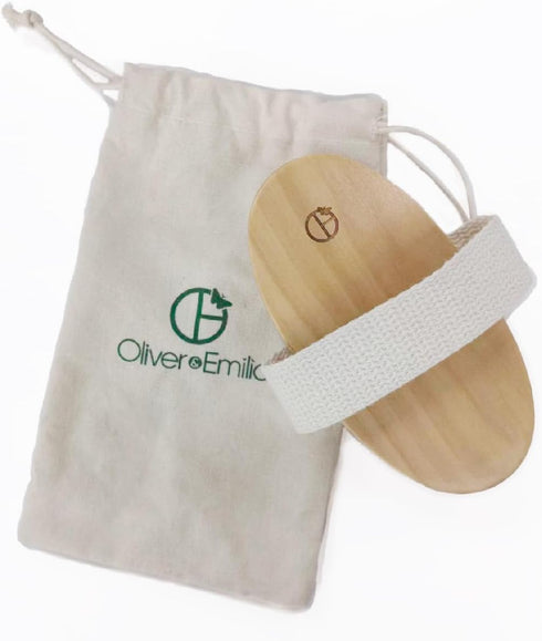 Oliver & Emilia Dry Brush with Pouch - Body Exfoliator for Smooth Skin, Cellulite Reduction, Skin Brush for Dry Brushing, Exfoliating Body Scrubbe...