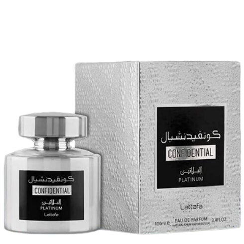 Lattafa Confidential Platinum EDP - Eau De Parfum 100ML (3.4 oz) | Long-Lasting Spray I Platinum Bottle I Oudy, Musky Scents I...