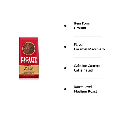 Eight O'Clock Coffee Caramel Macchiato, 11 Ounce (Pack of 1) Medium Roast 100% Arabica Ground Coffee, Caramel, Creamy, Smooth...