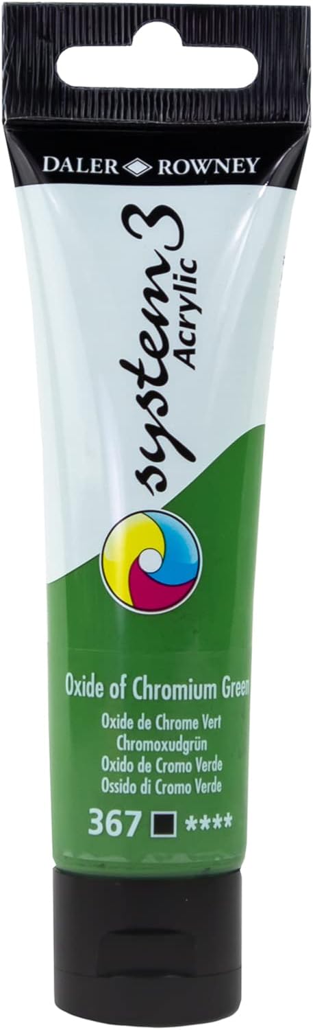 Daler Rowney System3 Oxide of Chromium Green 59ml Acrylic Paint Tube - Acrylic Painting Supplies for Artists and Students - Artist Paint for Mural...